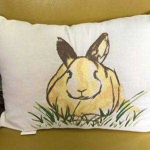Pottery Barn Accents Bunny Pillow Rabbit Embroidered Pillo